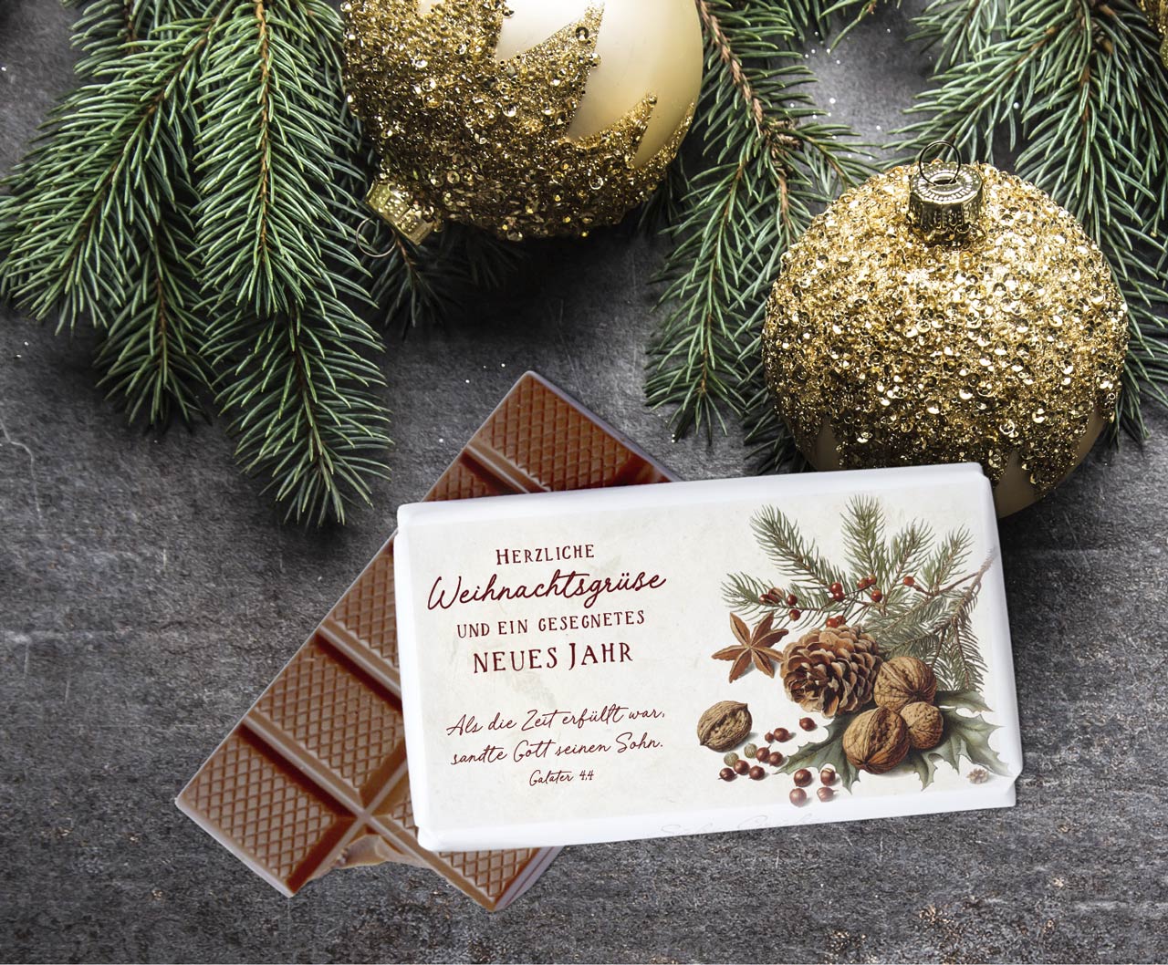 Geschenk-Schokolade - Herzliche Weihnachtsgrüße Geschenk-Schokolade - Herzliche Weihnachtsgrüße