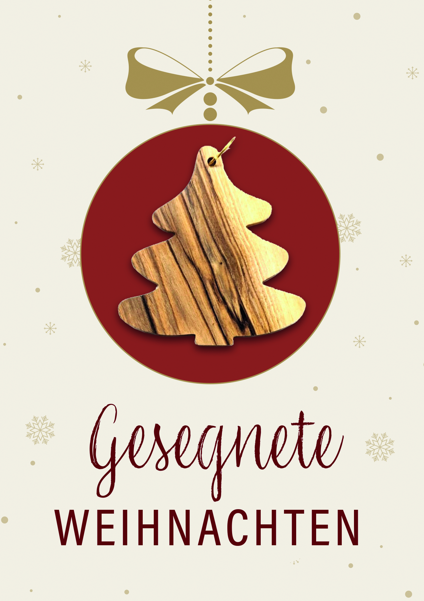 Karte zu Weihnachten – Gesegnete Weihnachten & Olivenholz-Tannenbaum