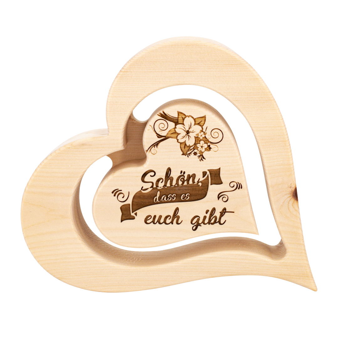 Zirben-Holz-Herz - Schön dass ... & Schwebend Zirben-Holz-Herz - Schön dass ... & Schwebend