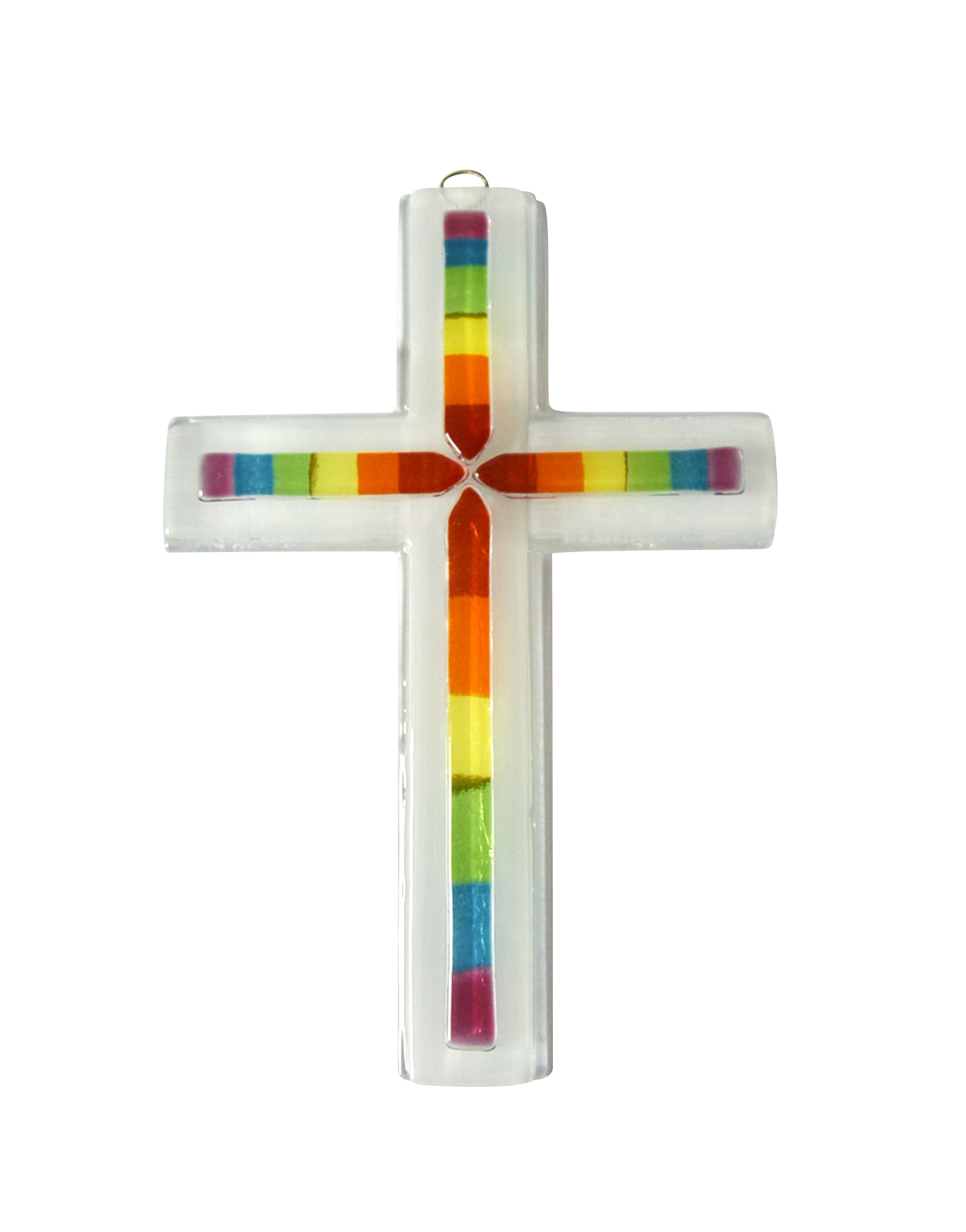 Glas-Kreuz - Regenbogen-Farben