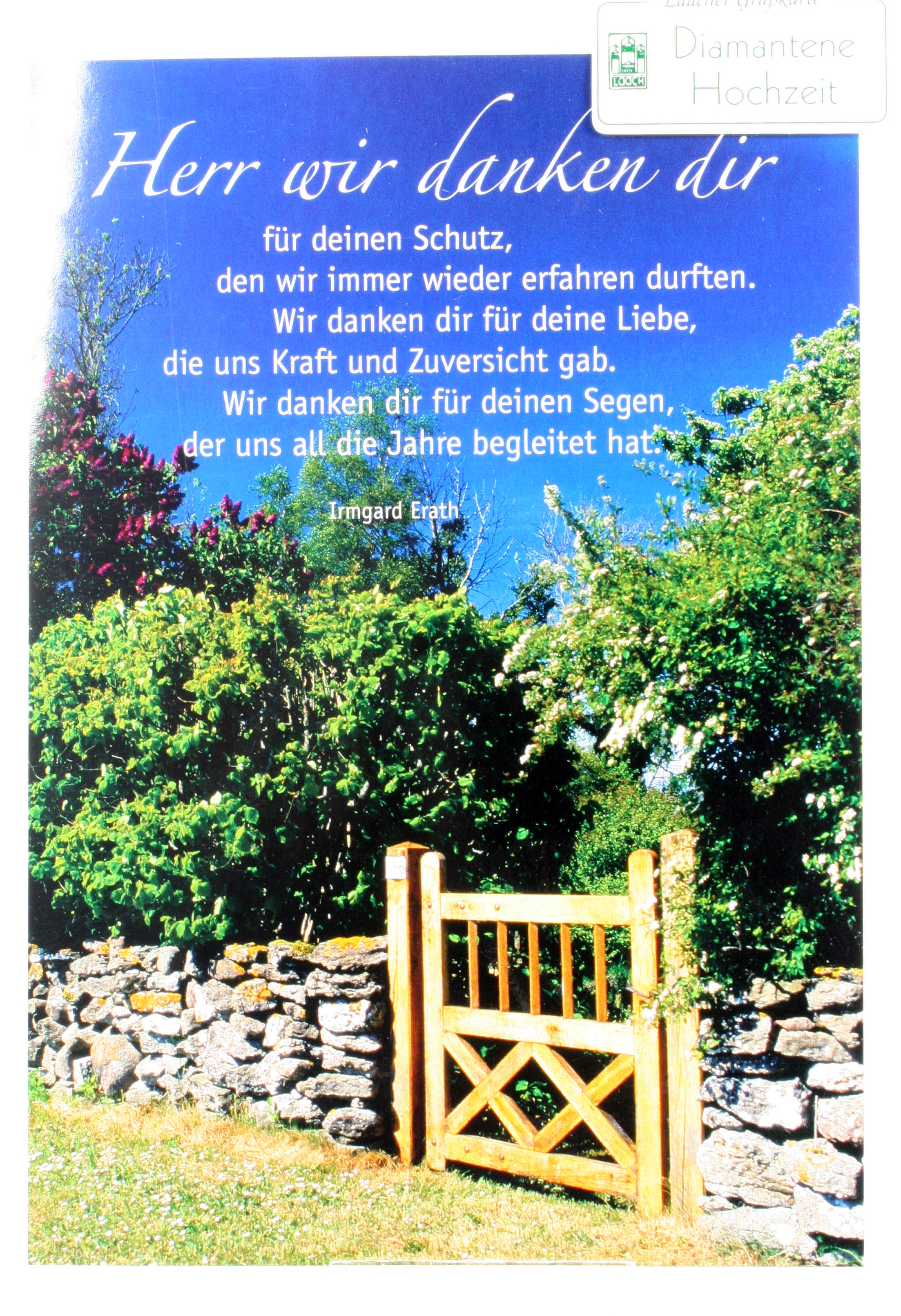 Diamanthochzeitskarte - Herr wir danken dir... Diamanthochzeitskarte - Herr wir danken dir...