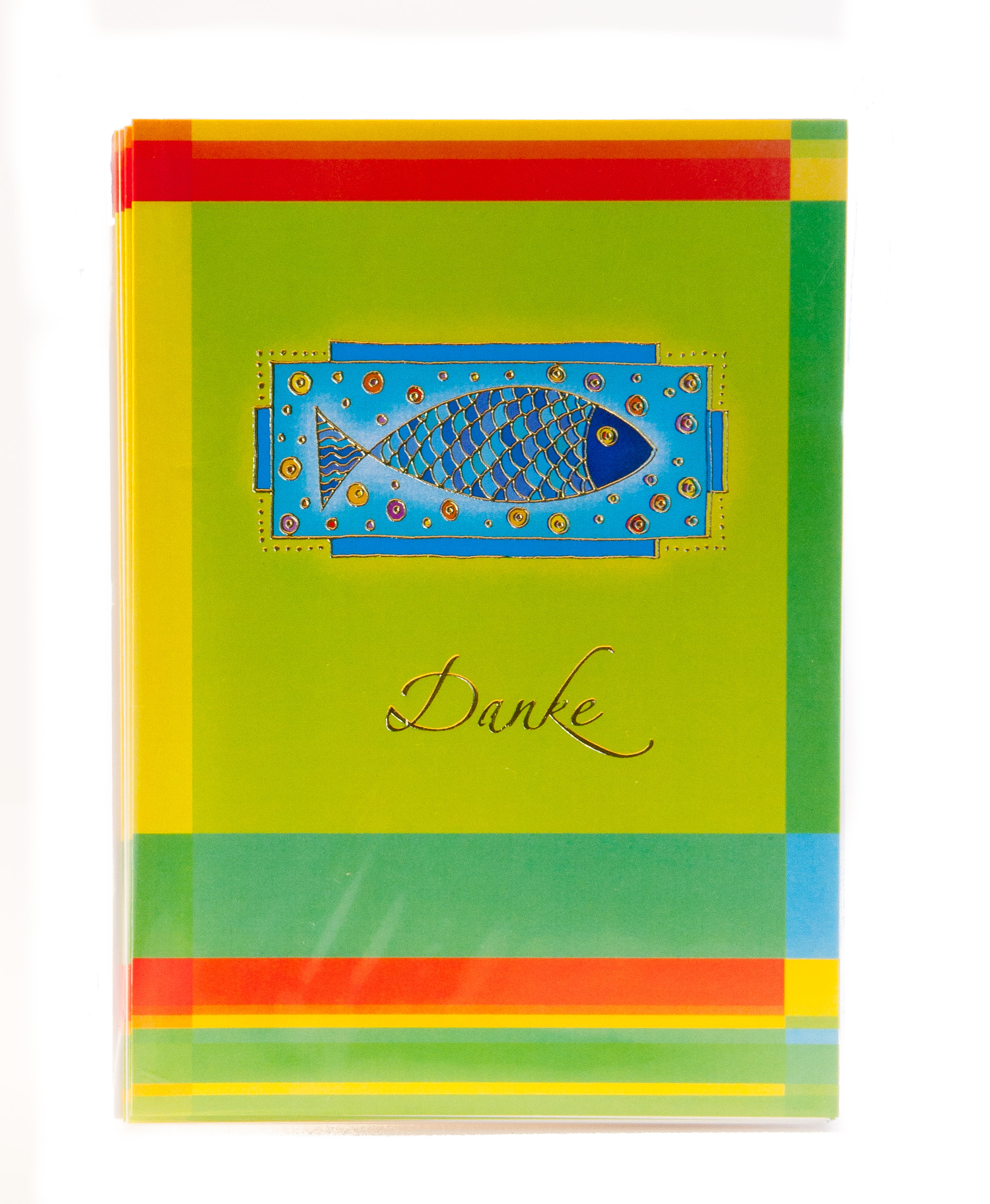 Kommunionkarte - 5er Set Danksagungskarten und blauer Fisch