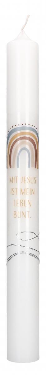 Kommunionkerze - Mit Jesus ist mein Leben bunt Kommunionkerze - Mit Jesus ist mein Leben bunt