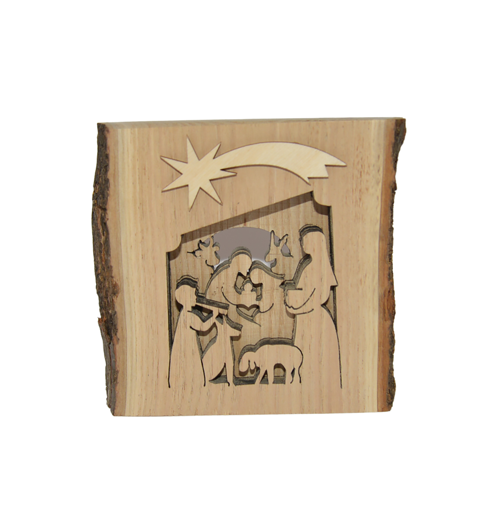 Blockkrippe – Hl. Familie & Buche