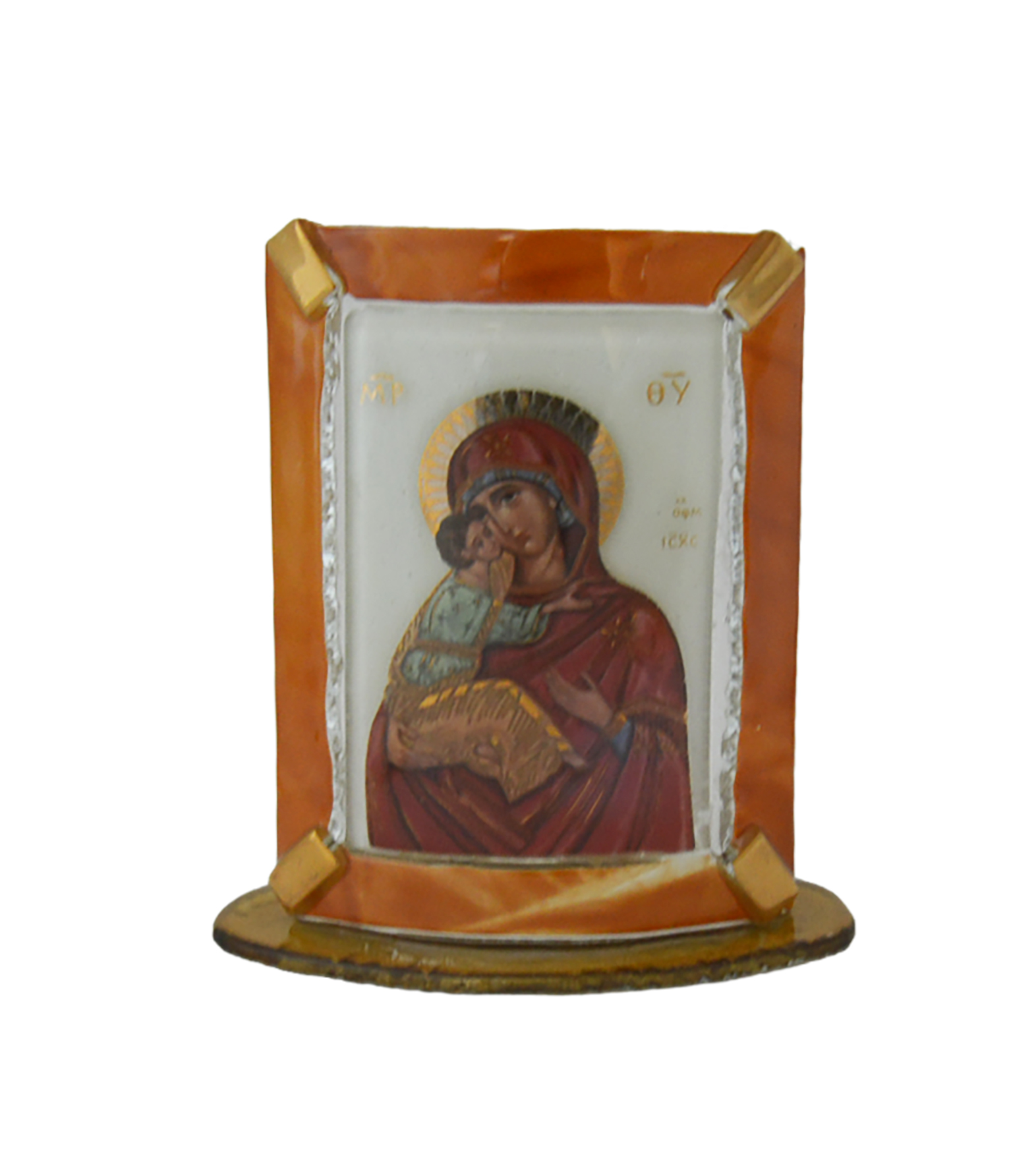 Ikonen-Glasbild – Madonna & Sockel