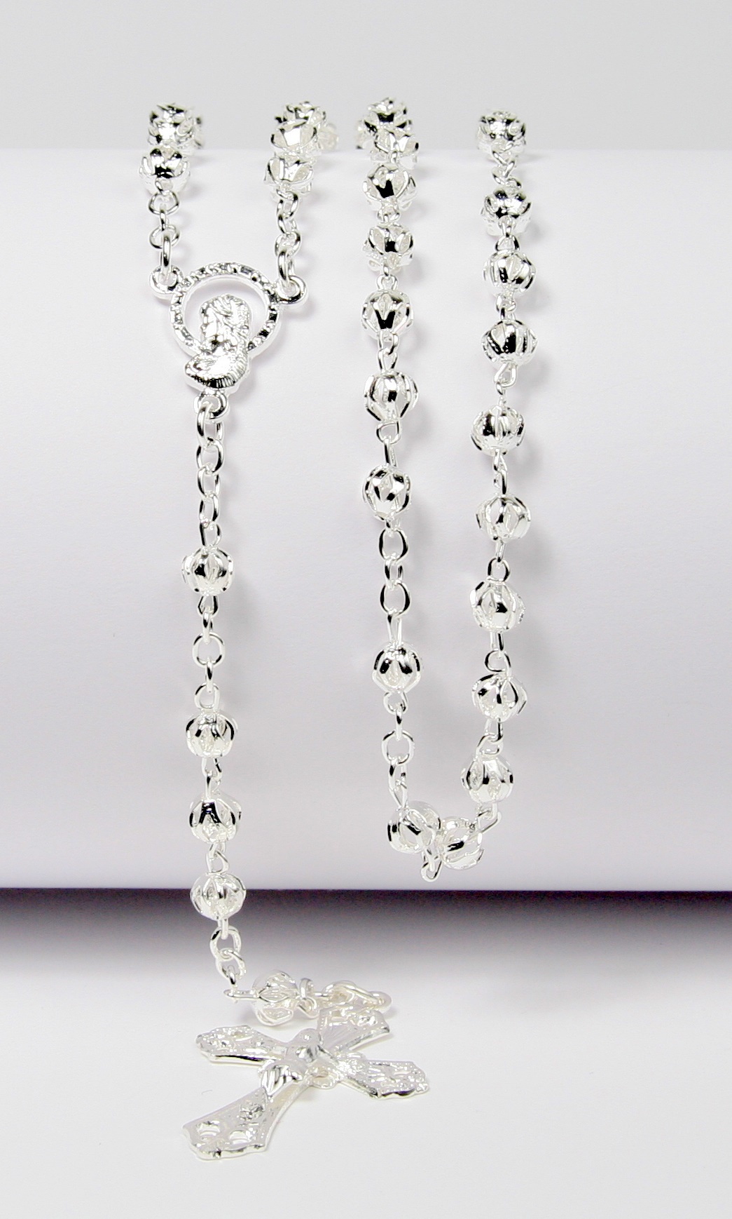 Rosenkranz - Silberfarbene Perle & Durchbrochen