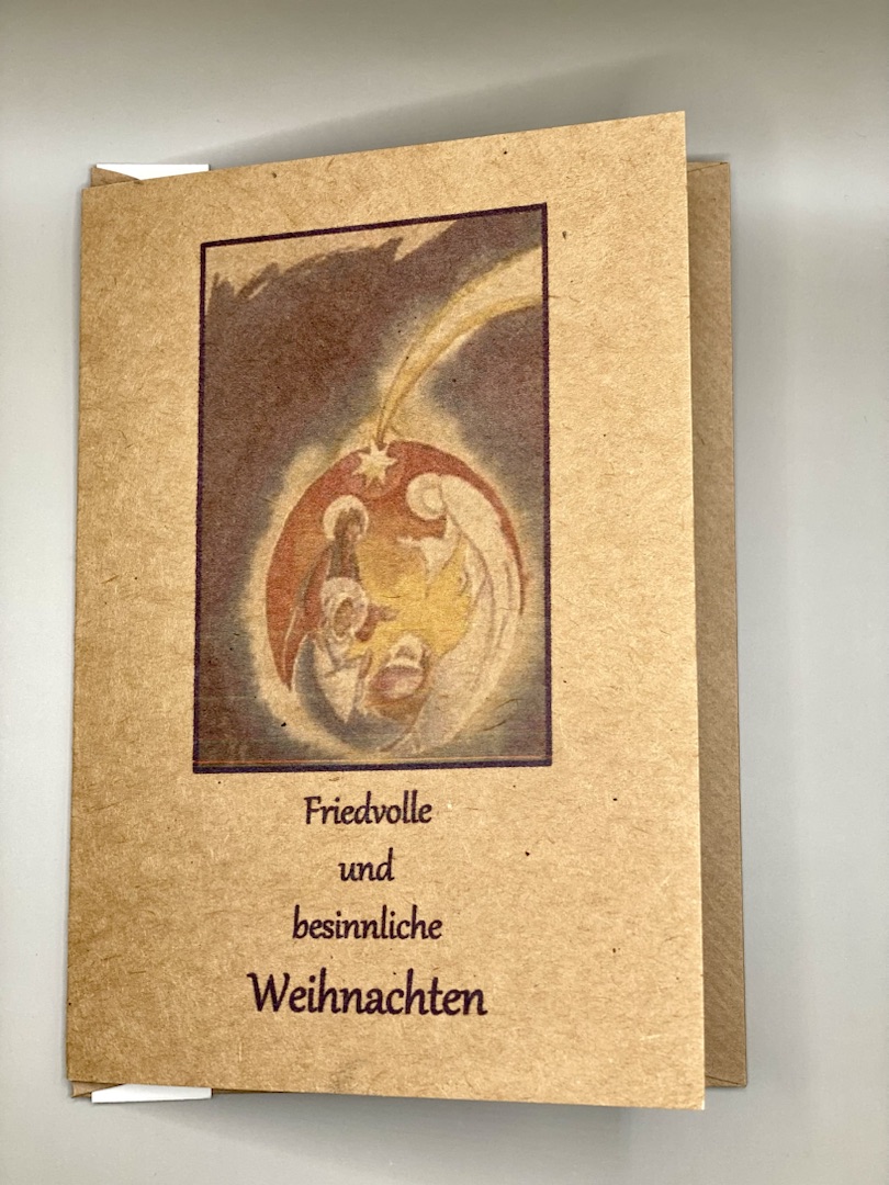 Karte zu Weihnachten - Friedvolle Weihnachten & Anhänger