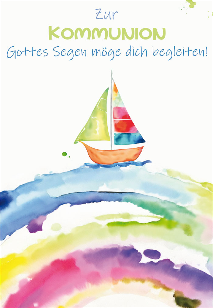 Karte zur Kommunion - Gottes Segen & Segelboot