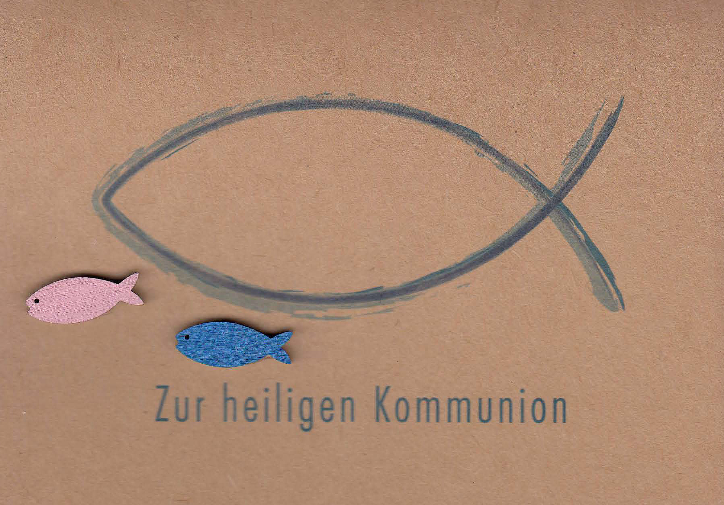 Karte zur Erstkommunion - Fisch & Holzfische