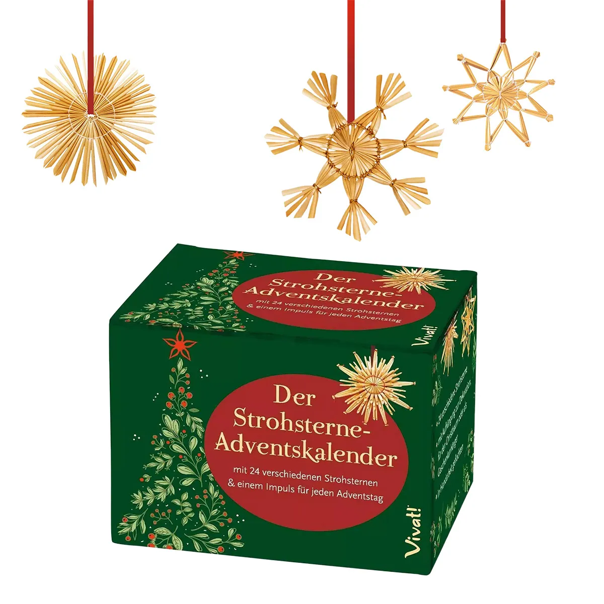 Adventskalender – Strohsterne & Grün