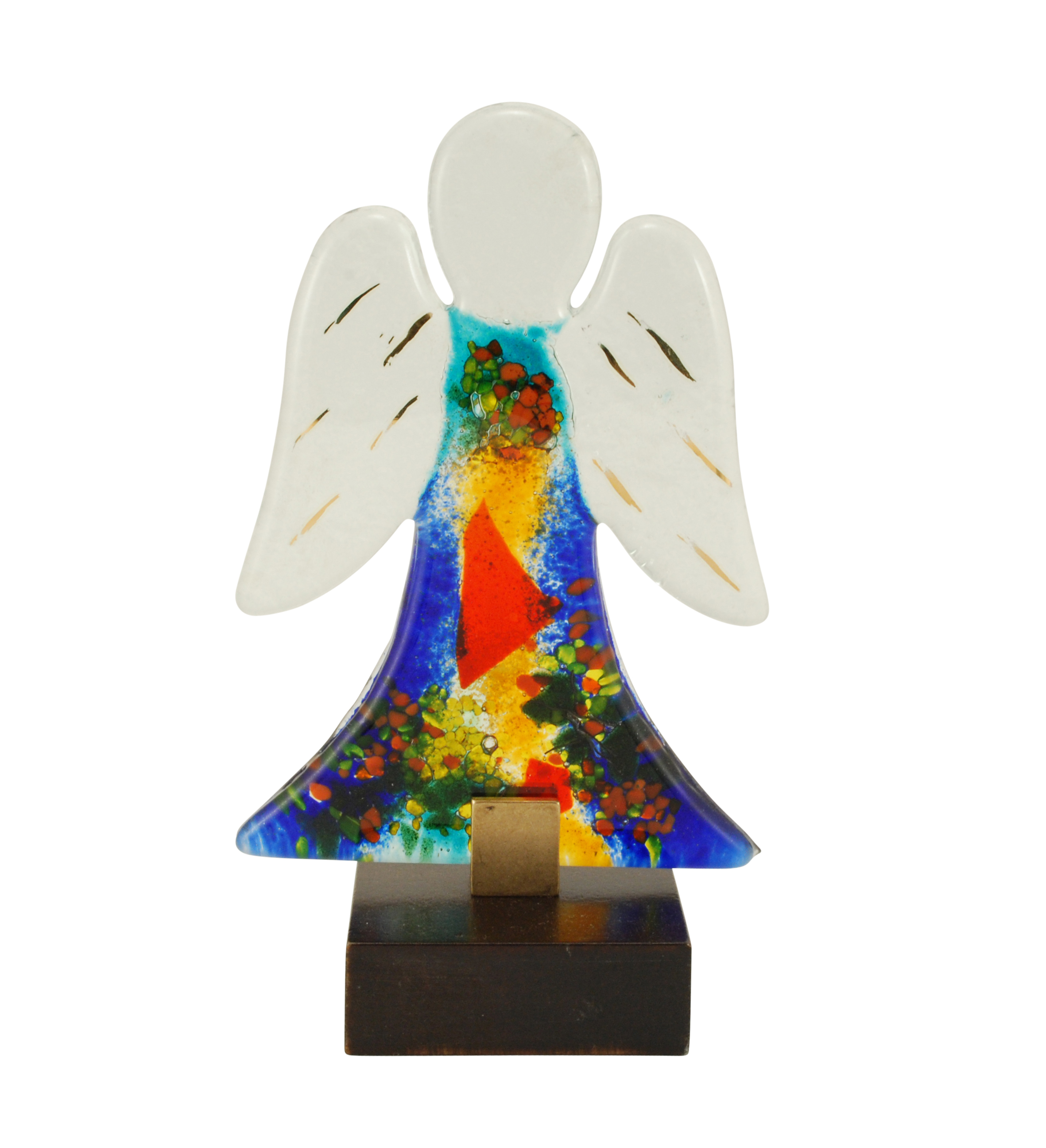 Engelfigur - Farbiges Glas & Fuß