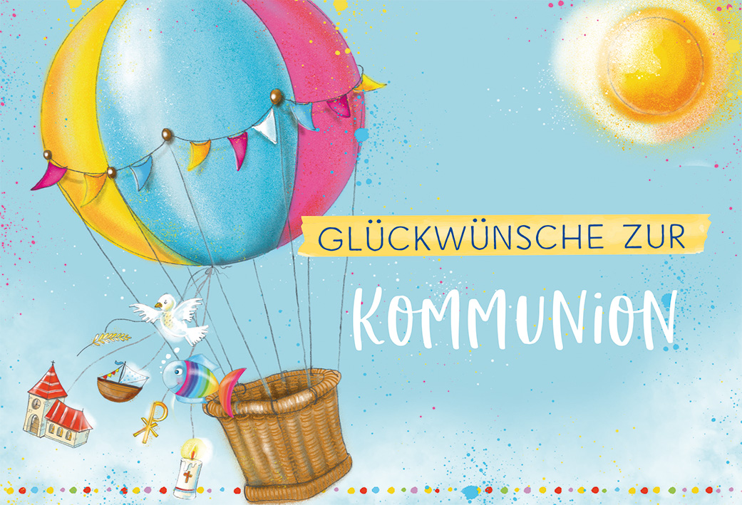 Karte zur Kommunion - Gott begleite dich & Ballon