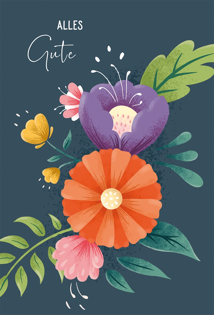 Karte zum Geburtstag - Alles Gute & Bunte Blumen