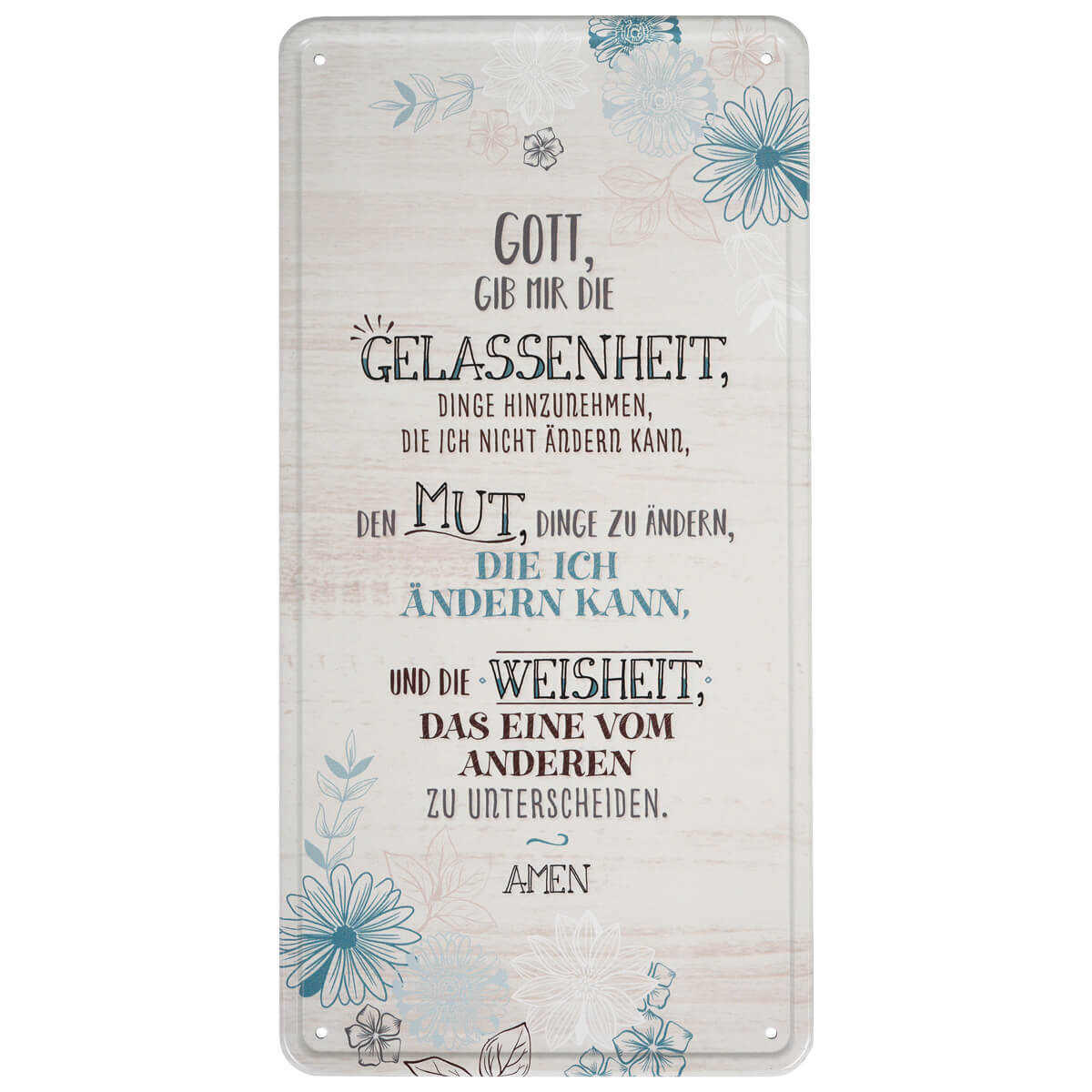 Vintage-Blechschild - Gott, gib mir die Gelassenheit