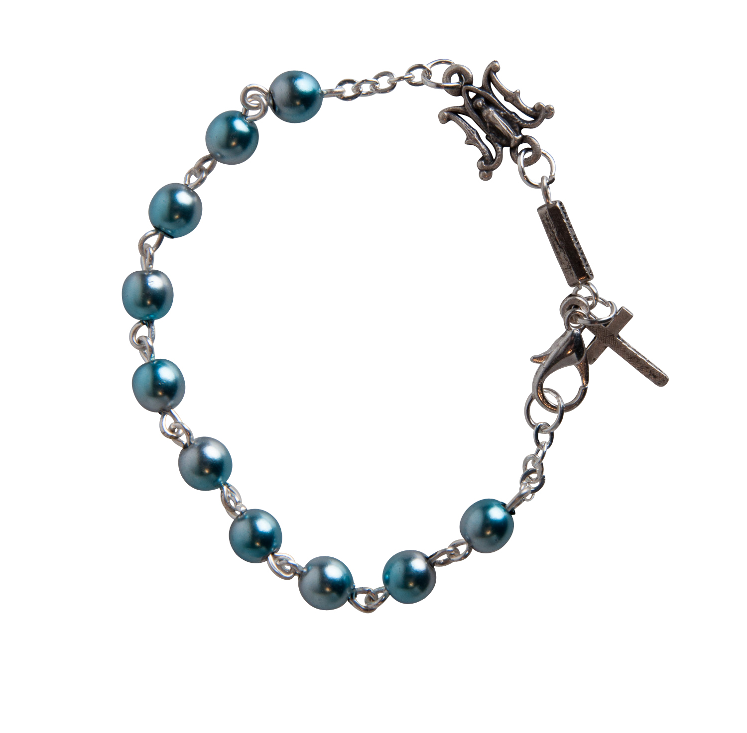 Rosenkranz Armband - Hellblau glänzende Perle