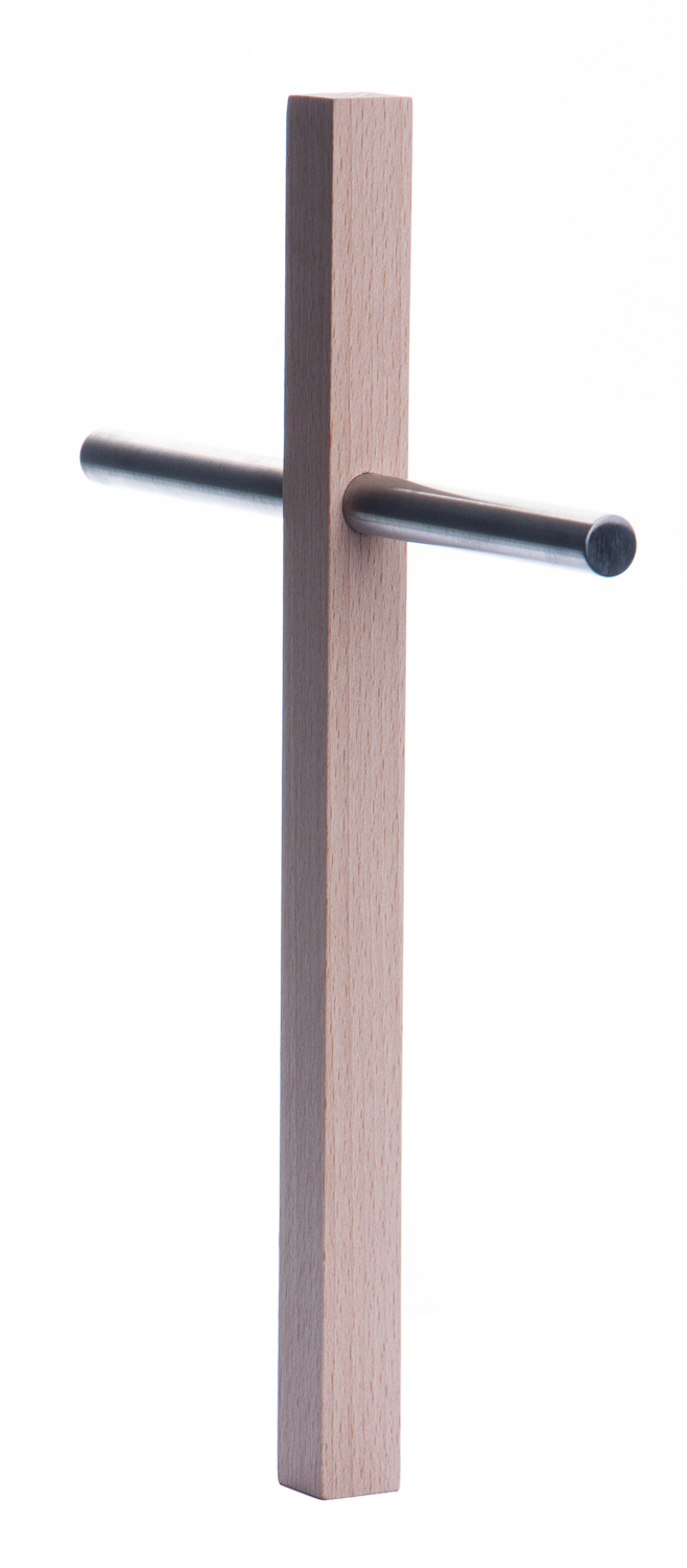 Schmuck-Kreuz - Buche mit Edelstahl Schmuck-Kreuz - Buche mit Edelstahl