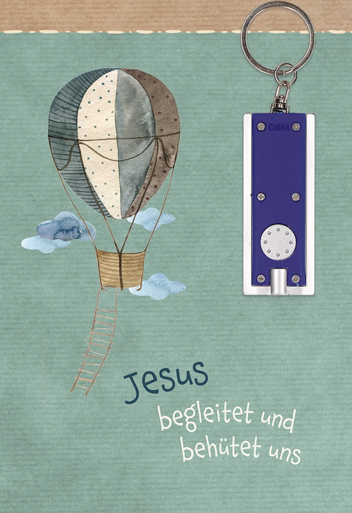 Karte zur Kommunion - Jesus begleitet... & Taschenlampe