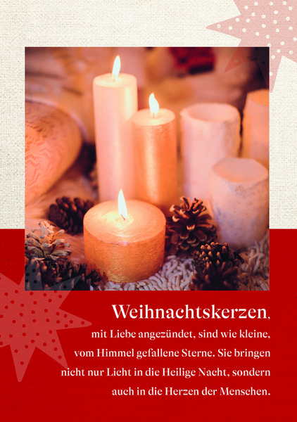 Weihnachtskarte - Weihnachtskerzen, mit Liebe angezündet...