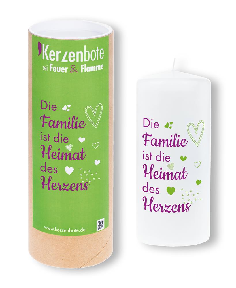 Spruchkerze - Die Familie ist die Heimat des Herzens