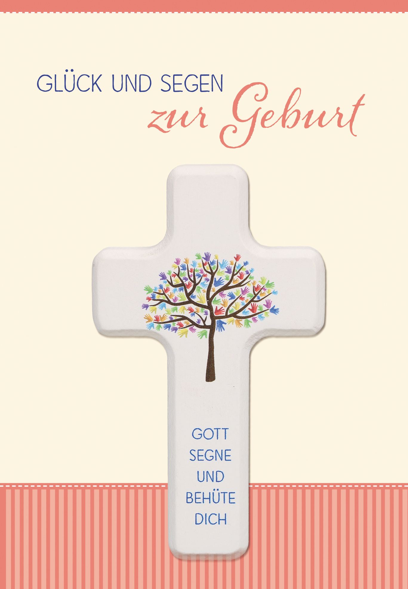 Karte zur Geburt - Lebensbaum & Holzkreuz