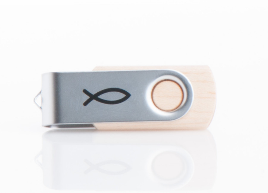USB-Stick - Fisch-Symbol & Holz