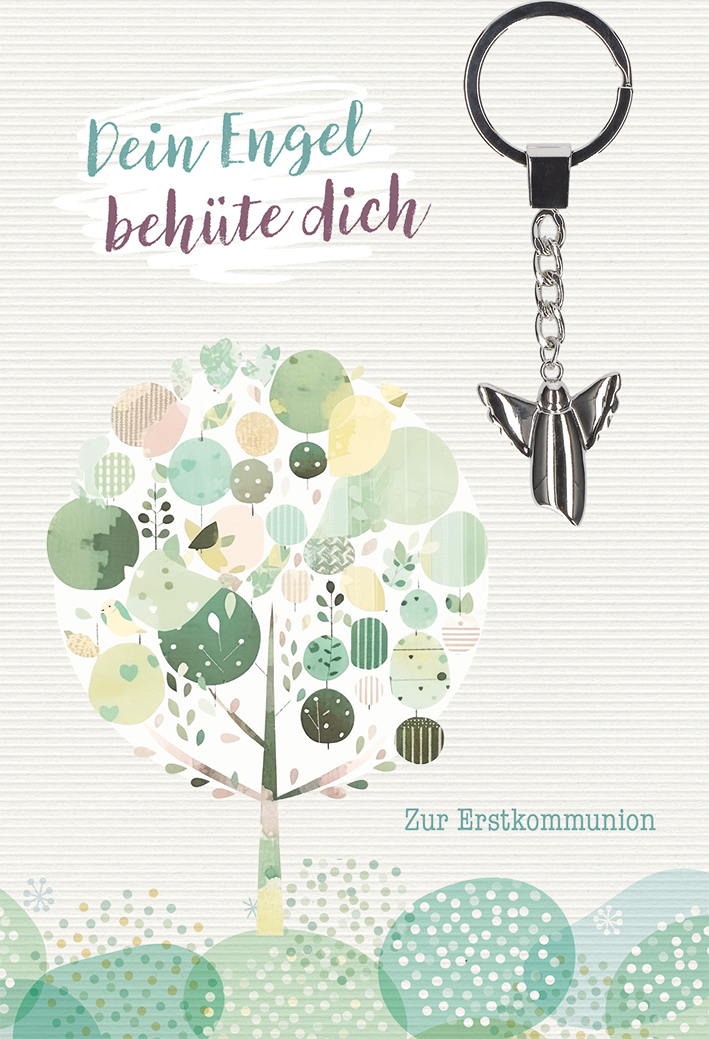 Kommunionkarte - Dein Engel behüte dich & Engel-Schlüsselanhänger Kommunionkarte - Dein Engel behüte dich & Engel-Schlüsselanhänger