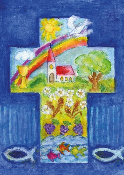 Karte zur Kommunion - Kreuz & Symbole Karte zur Kommunion - Kreuz & Symbole