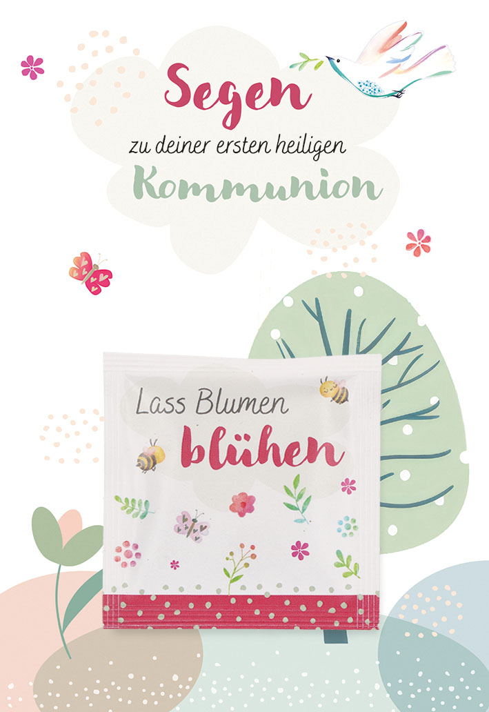 Karte zur Kommunion - Segen & Blumensamen