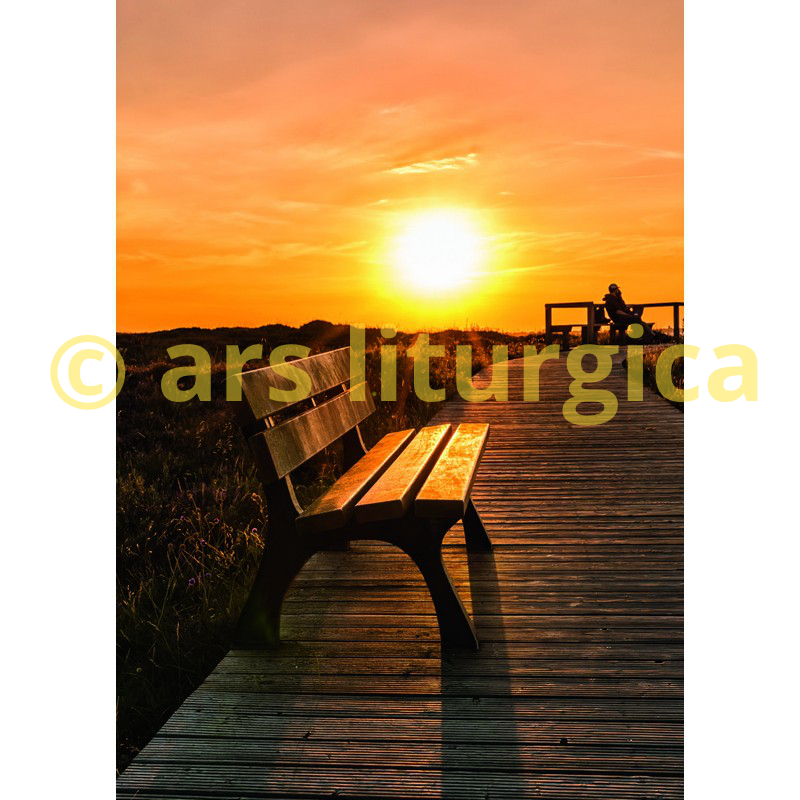 Trauerkarte - Bank im Sonnenuntergang