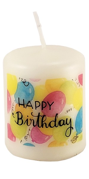 Geburtstagskerze - Happy Birthday & Ballons