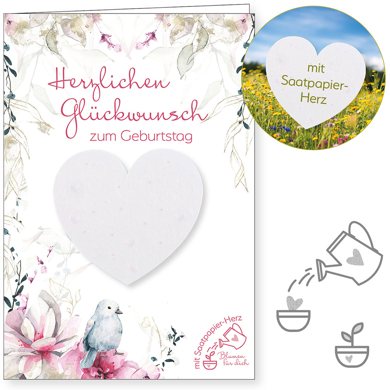 Karte zum Geburtstag - Sich freuen? & Saatpapier