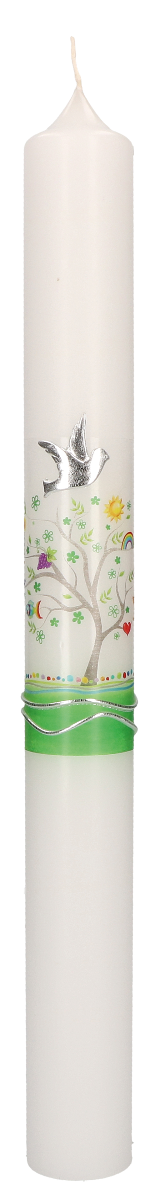 Kommunionkerze - Mit Gottes gutem Segen & Silberne Taube Kommunionkerze - Mit Gottes gutem Segen & Silberne Taube