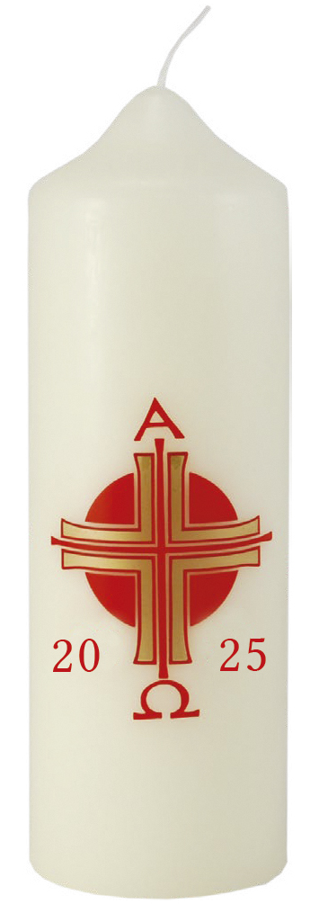 Große Osterkerze - Rotes Kreuz & Jahreszahl Große Osterkerze - Rotes Kreuz & Jahreszahl