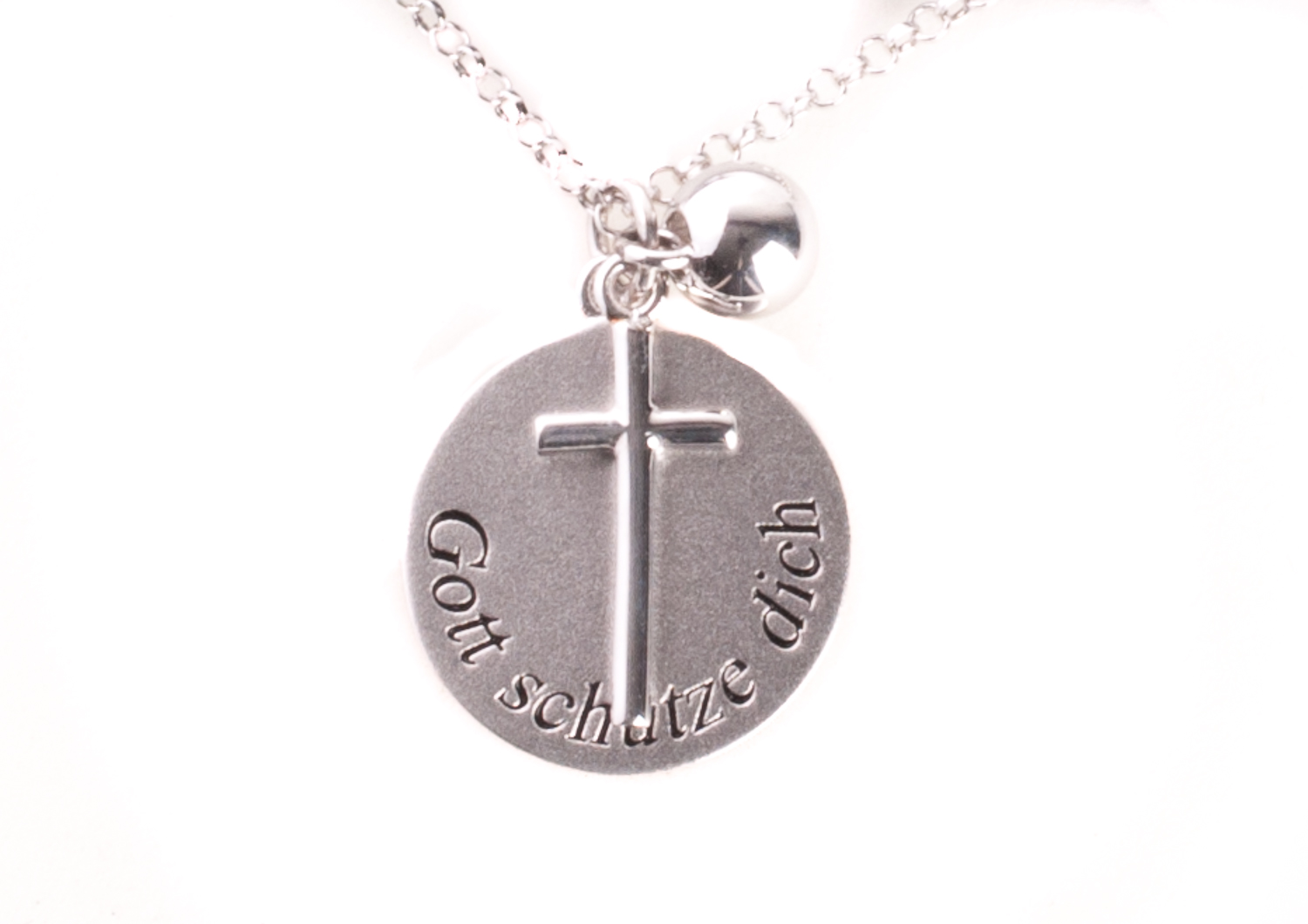 Silberkette - Kreuz & Gott schütze dich