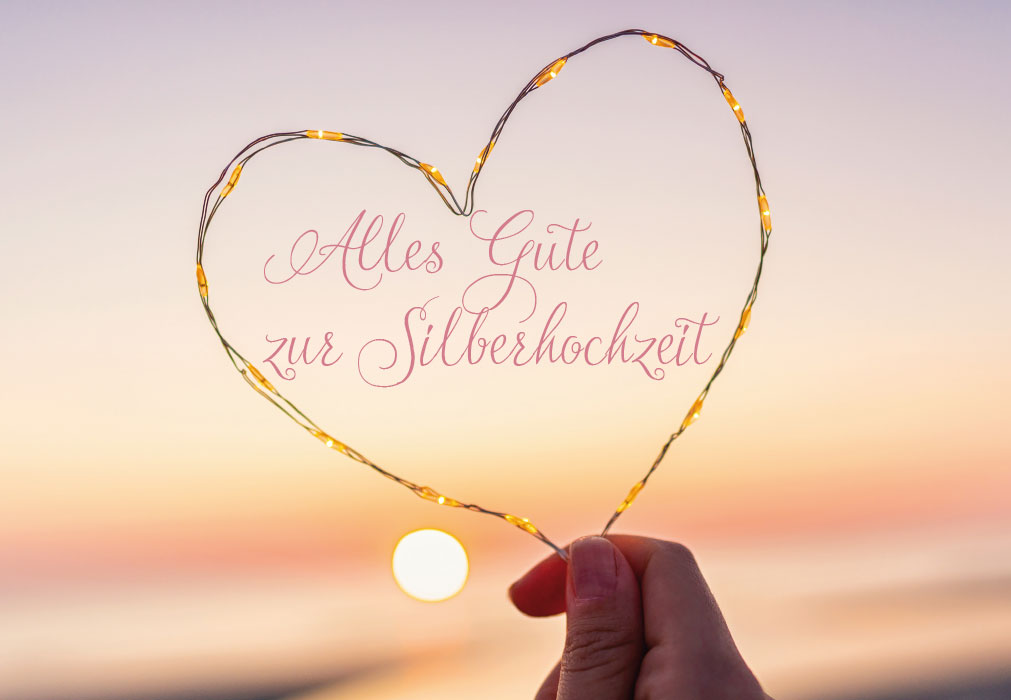 Karte zur Silberhochzeit - Herz aus Lichterkette