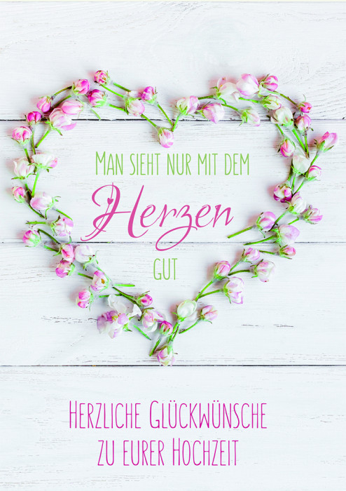 Karte zur Hochzeit - Herz aus Blumen