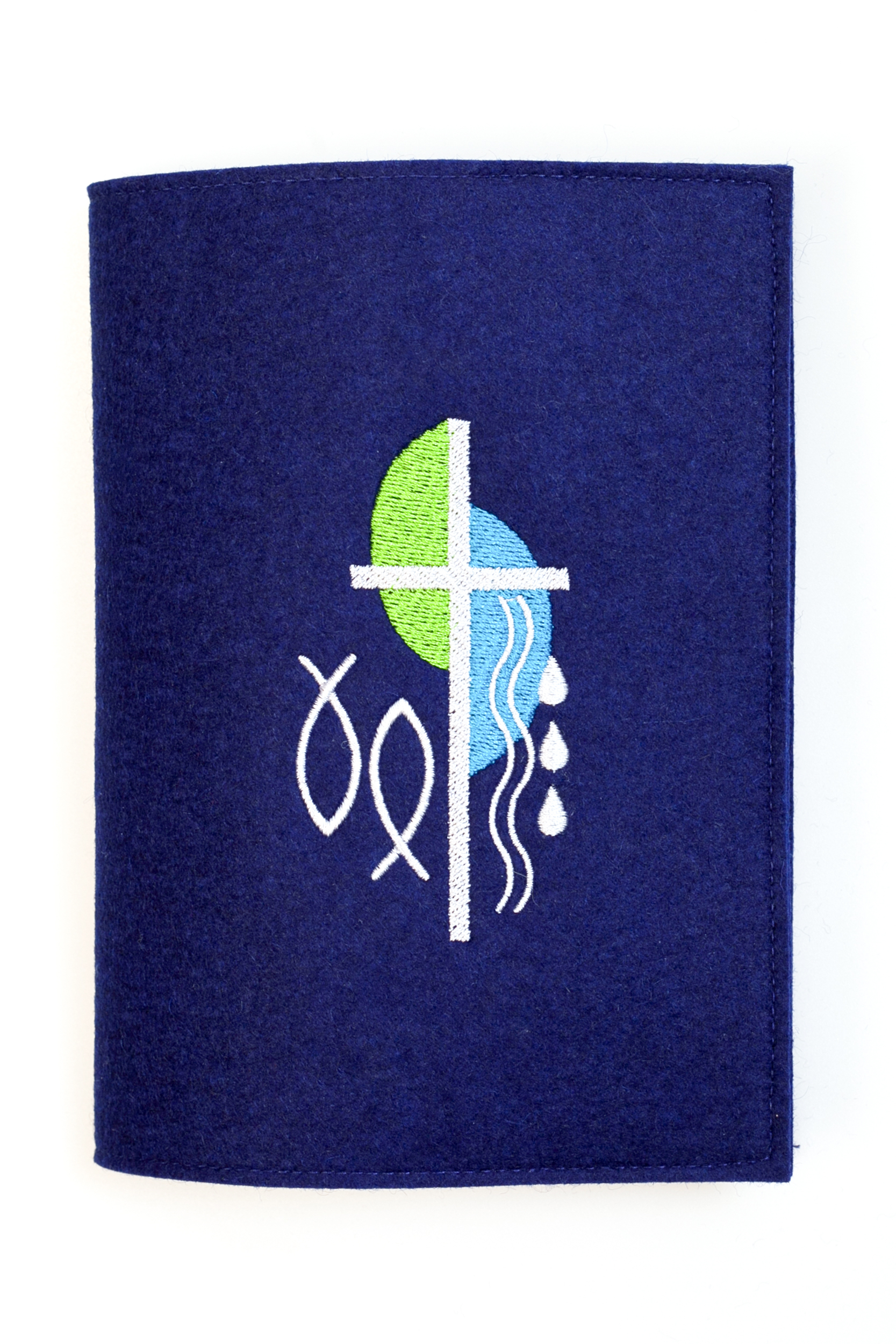 Gotteslobhülle - Blauer Woll-Filz Blau mit Kreuz Gotteslobhülle - Blauer Woll-Filz Blau mit Kreuz