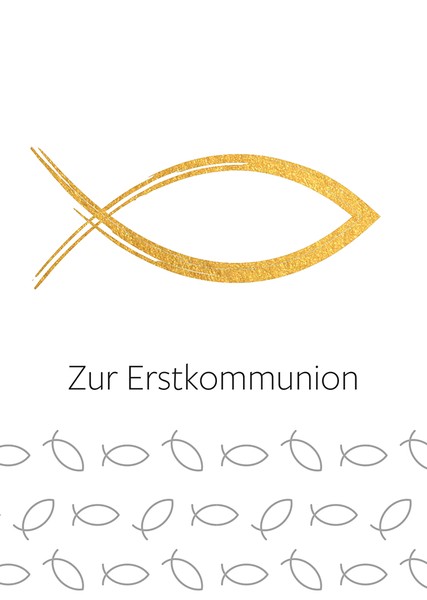 Kommunionkarte - Goldener Fisch