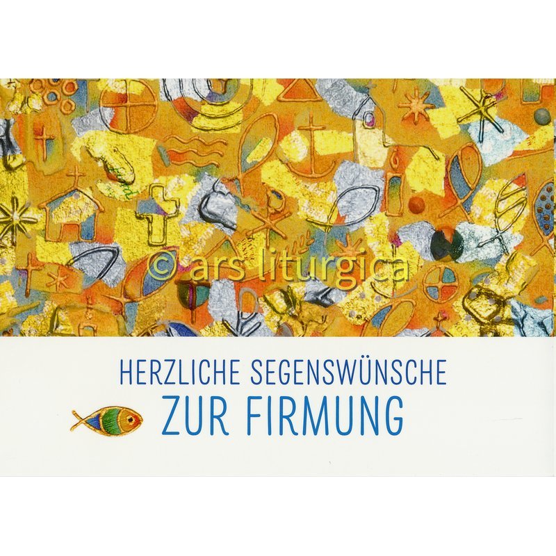 Karte zur Firmung - Segenswünsche und Christliche Symbole