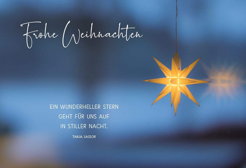 Karte zu Weihnachten - Wunderheller Stern