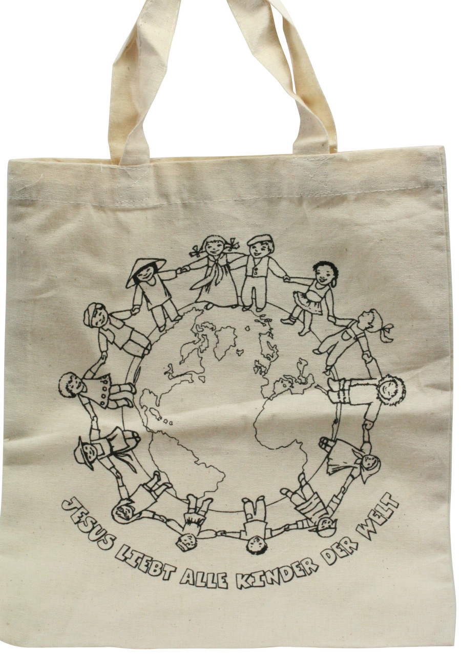 Ausmal-Baumwolltasche - Jesus liebt alle Kinder Welt Ausmal-Baumwolltasche - Jesus liebt alle Kinder Welt