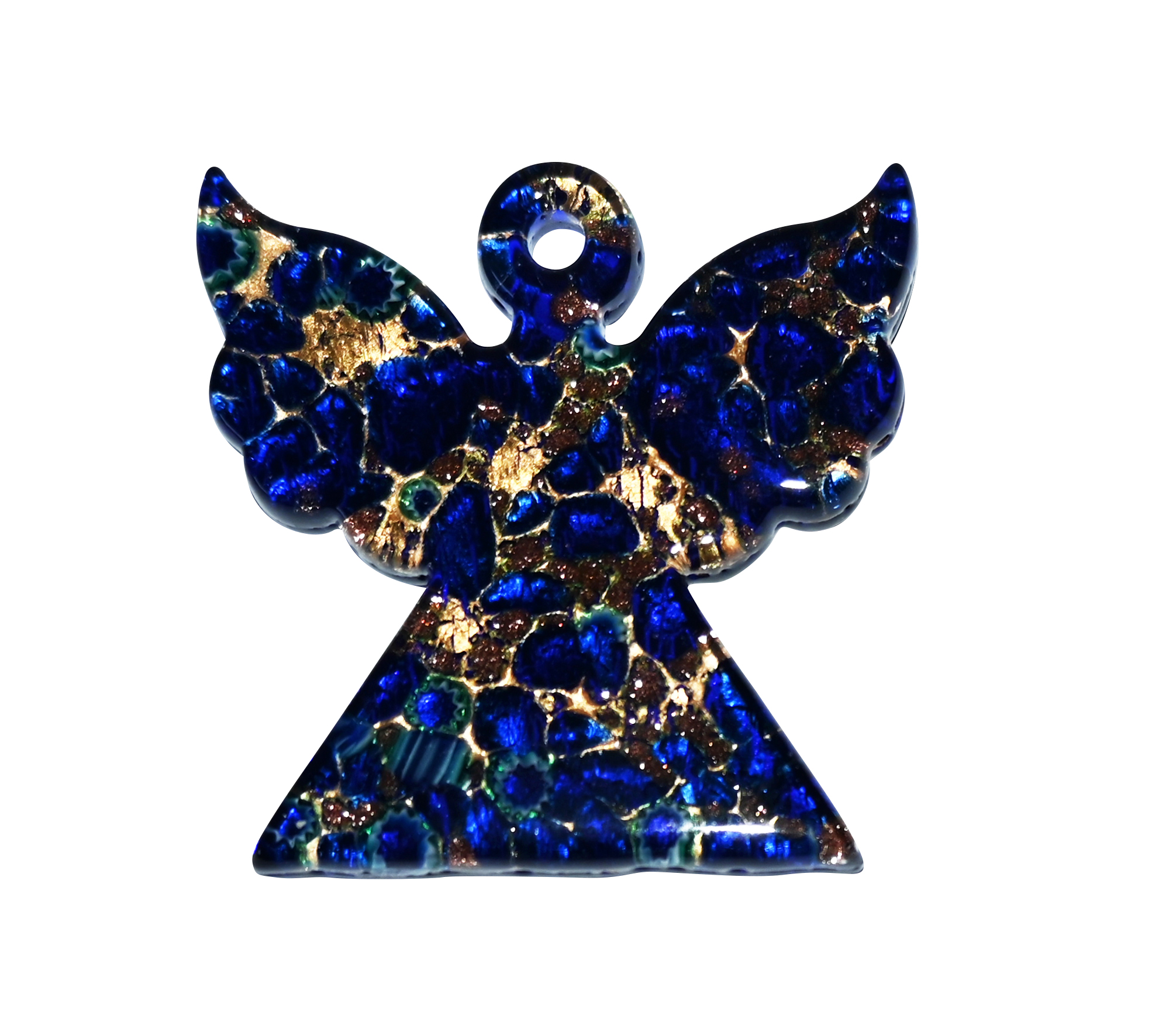 Aufhänger-Engel - Murano-Glaus & Blau/Gold