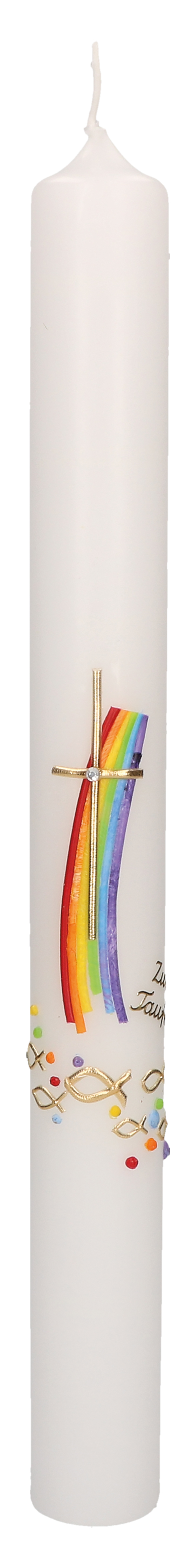 Taufkerze - Regenbogen & Kreuz