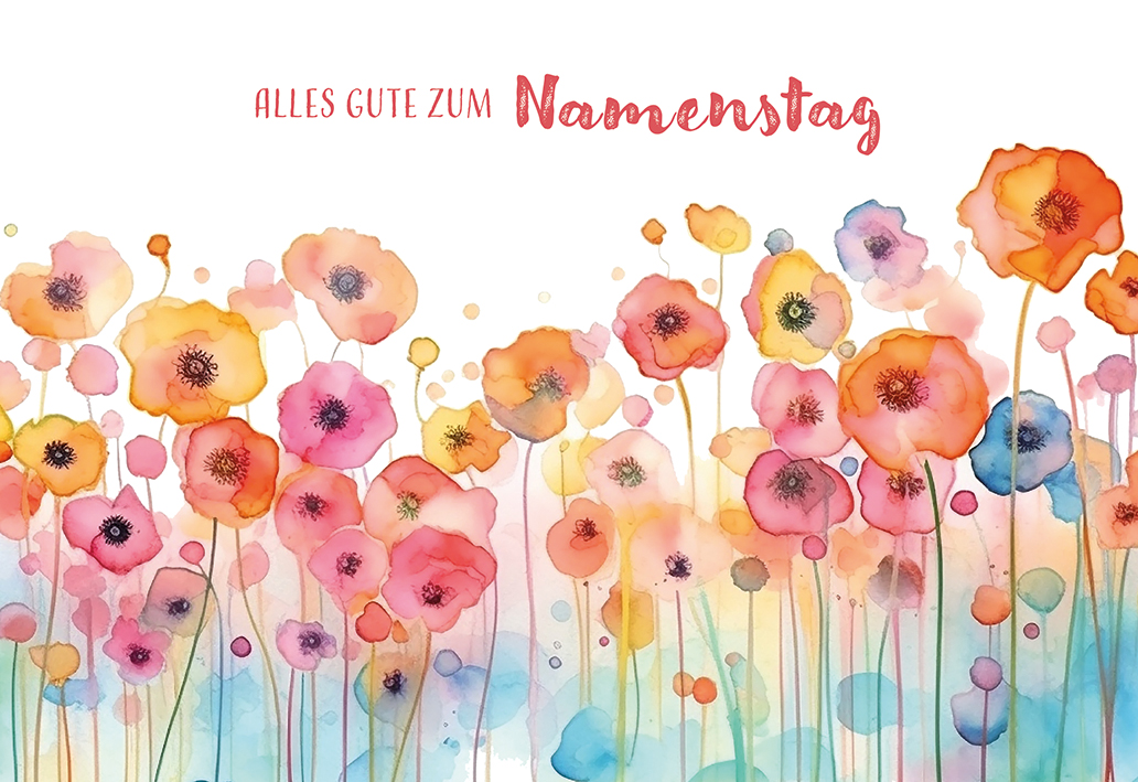 Karte zum Namenstag - Alles Gute & Blumen