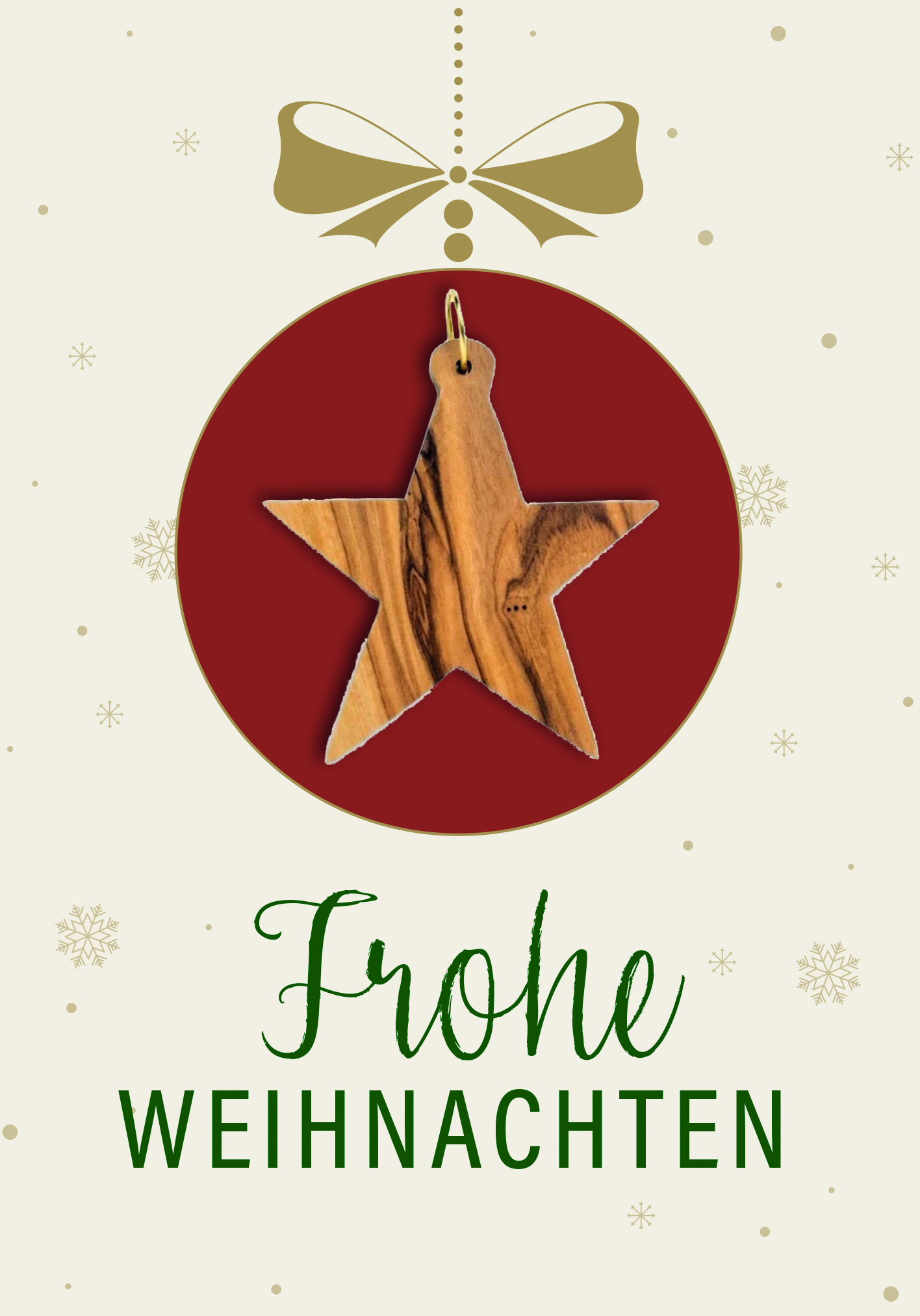 Karte zu Weihnachten – Frohe Weihnachten & Olivenholz-Stern