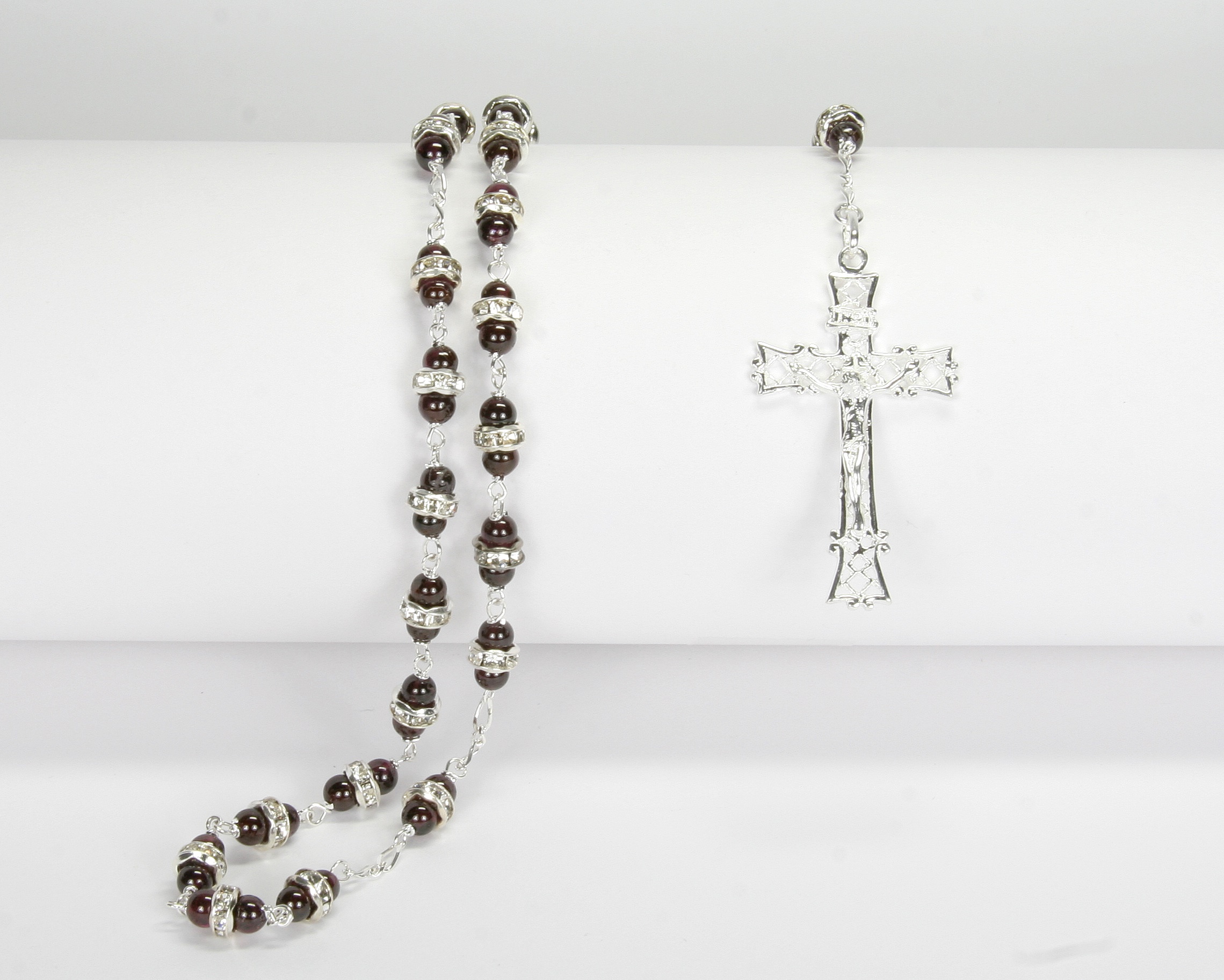 Rosenkranz - Granat mit Strass & Silber