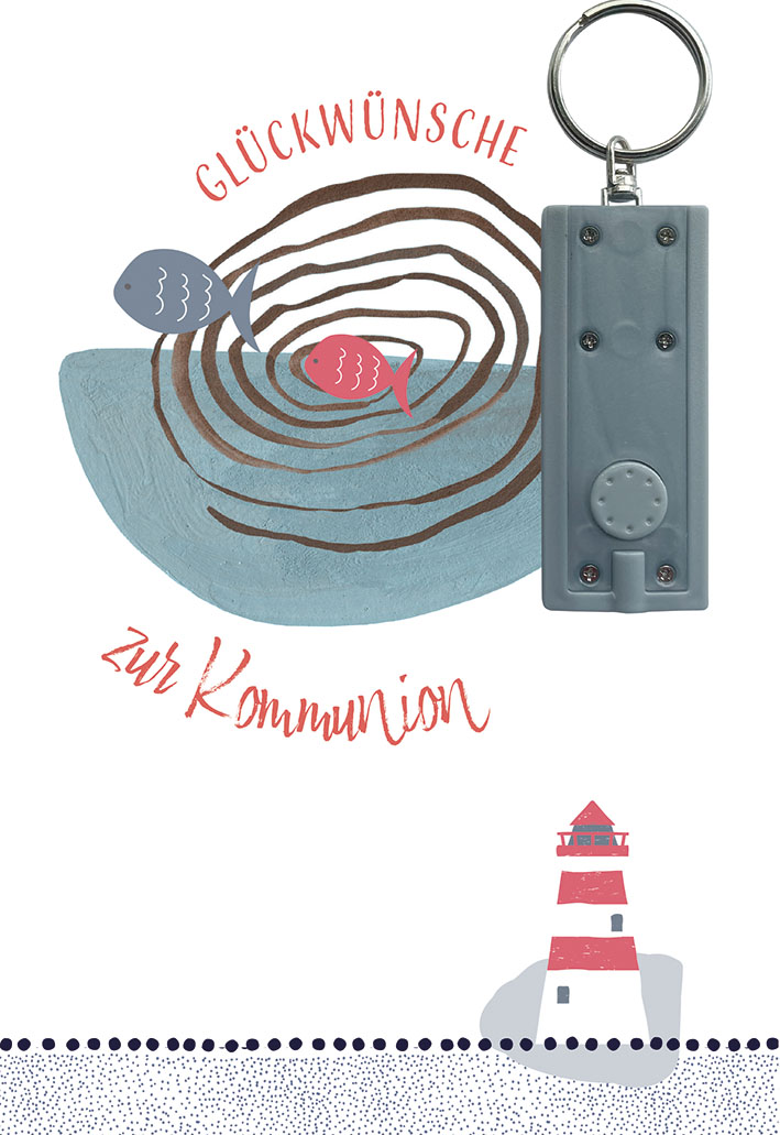 Karte zur Kommunion - Leuchtturm & Taschenlampe Karte zur Kommunion - Leuchtturm & Taschenlampe
