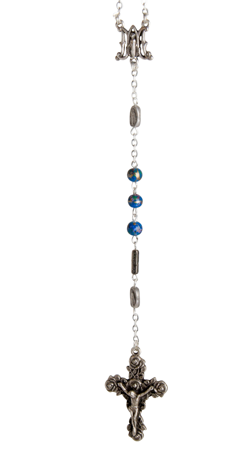 Rosenkranz - Blau marmorierte Perle