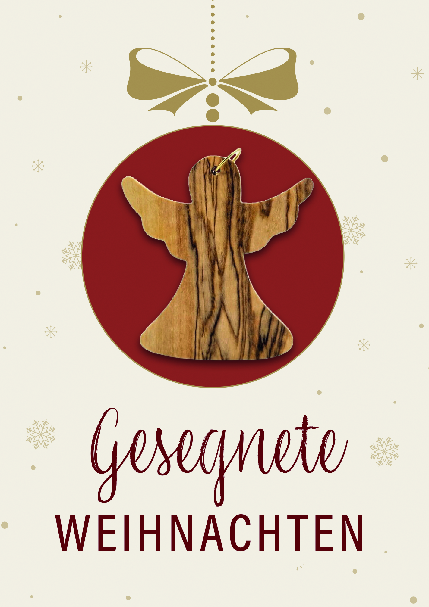 Karte zu Weihnachten – Gesegnete Weihnachten & Olivenholz-Engel
