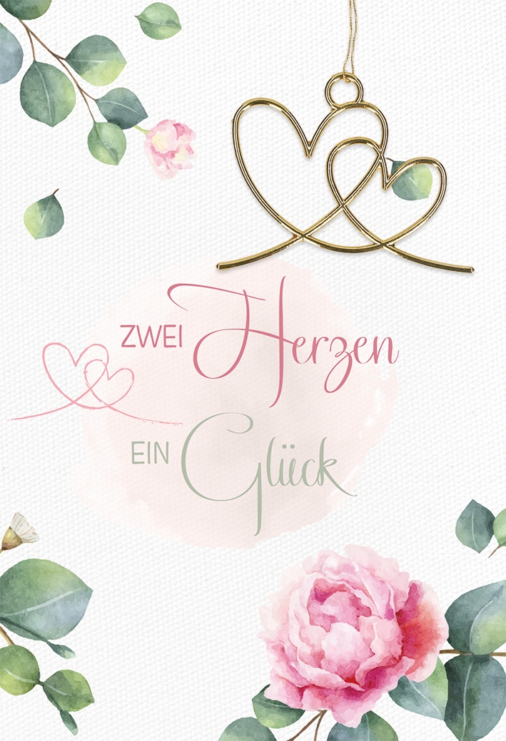 Karte zur Hochzeit - Zwei Herzen ein Glück